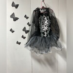 Girls Black Skeleton Tulle Costume Dress 906
